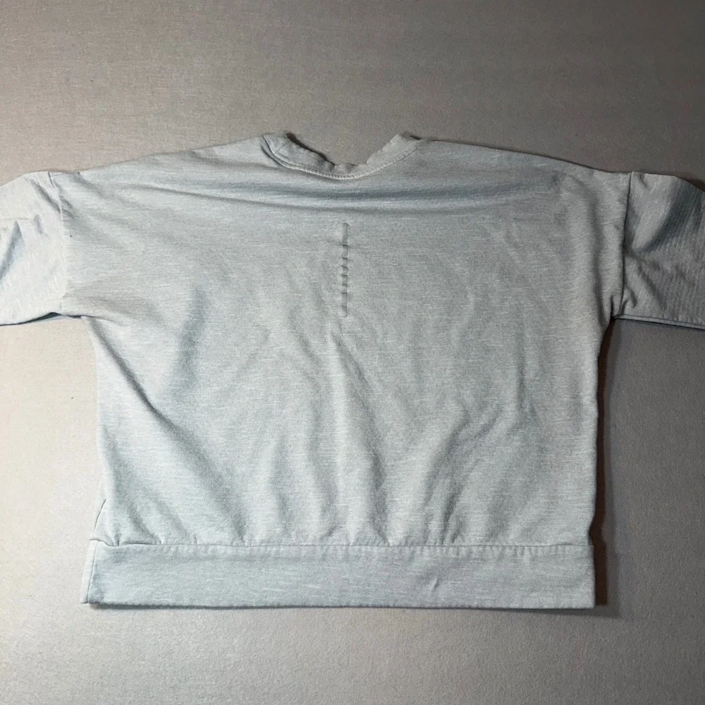 Nike Running Dri-FIT Grey Athletic Cropped Long Sleeve Top with Thumbholes Small